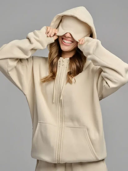 Ovveya Felpa con cappuccio da viaggio con modalità aereo