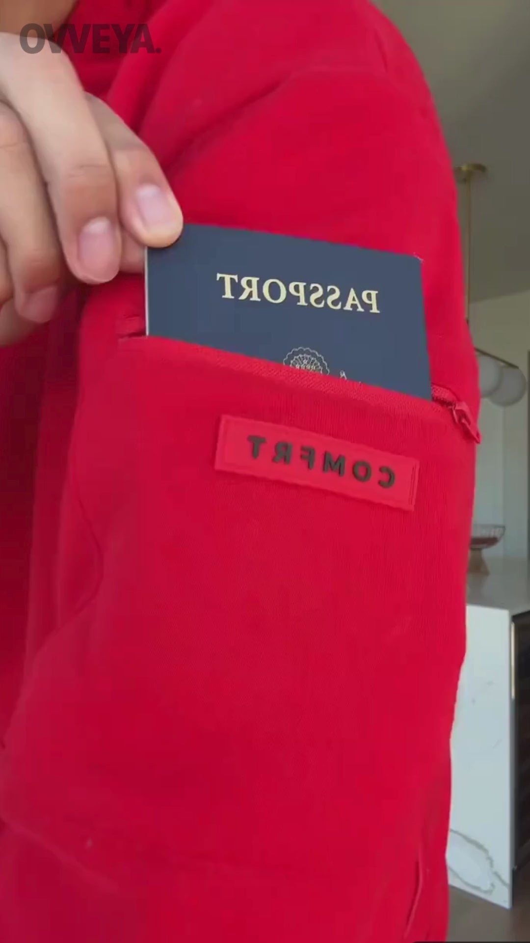 Ovveya Felpa con cappuccio da viaggio con modalità aereo video